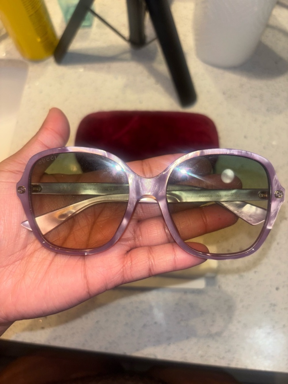Gucci Women's Lavender Oversized Hexagon Sunglasses
